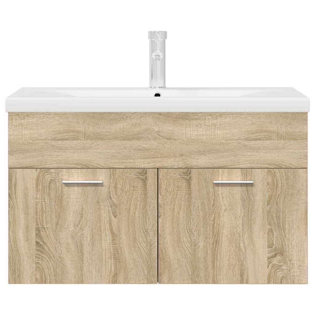 Wastafelmeubel met inbouwwastafel en kraan Sonoma eikenhout is nu te koop bij PeponiXL, paradijselijk wonen!