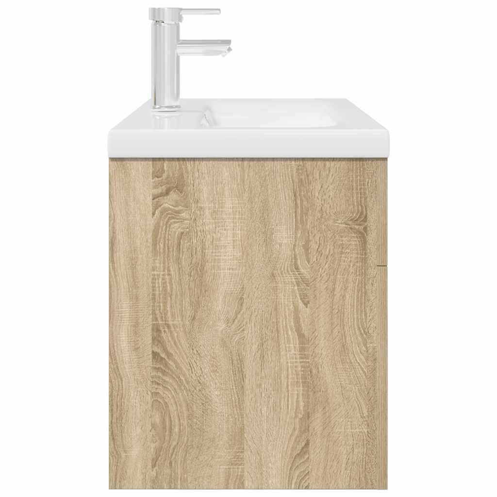 Wastafelmeubel met inbouwwastafel en kraan Sonoma eikenhout is nu te koop bij PeponiXL, paradijselijk wonen!