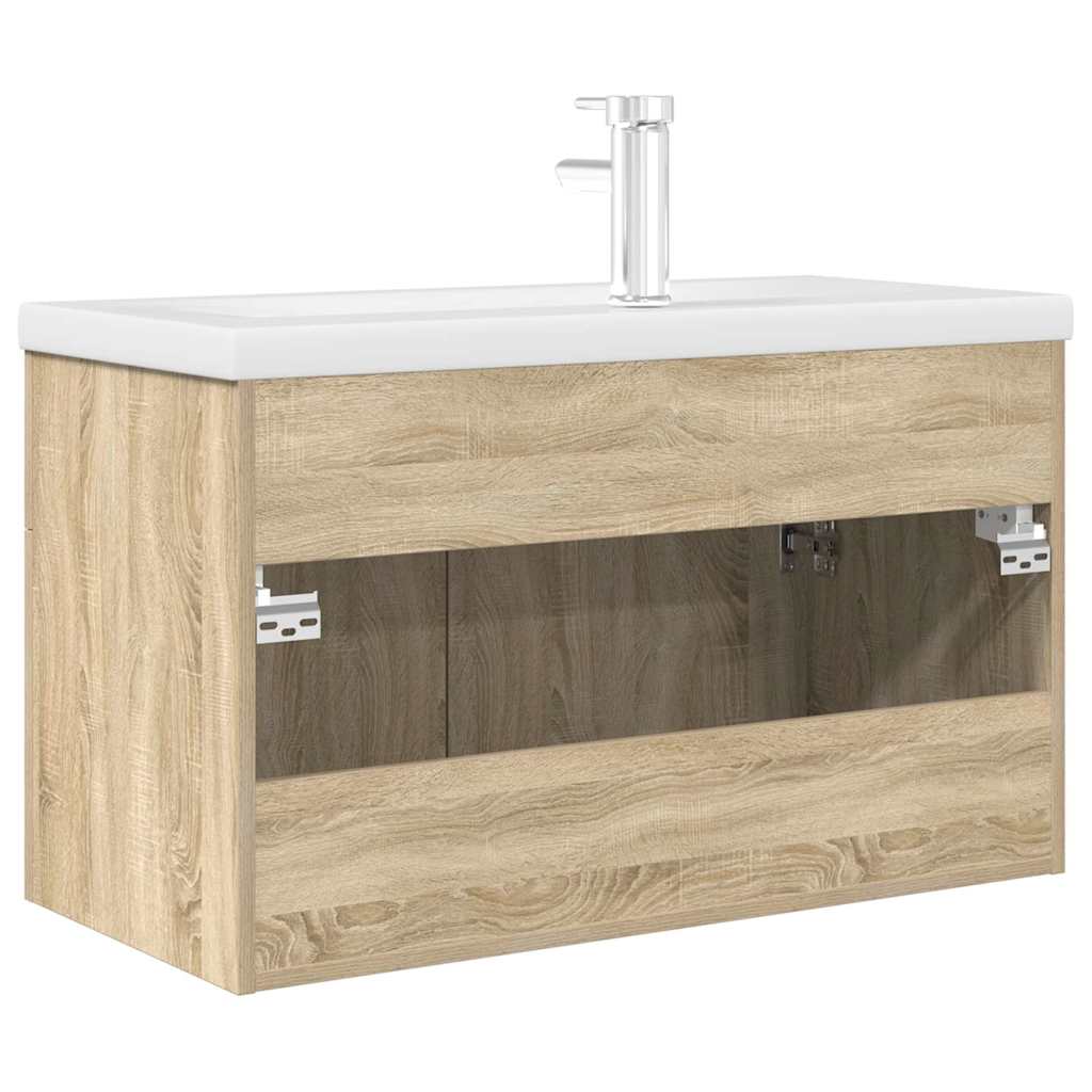 Wastafelmeubel met inbouwwastafel en kraan Sonoma eikenhout is nu te koop bij PeponiXL, paradijselijk wonen!