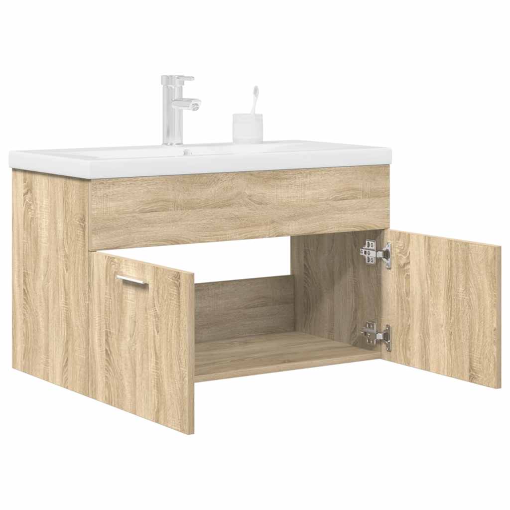 Wastafelmeubel met inbouwwastafel en kraan Sonoma eikenhout is nu te koop bij PeponiXL, paradijselijk wonen!