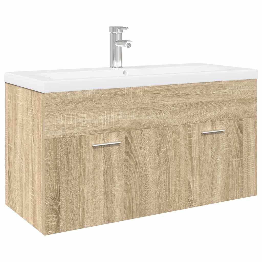 Wastafelkast met ingebouwde wasbak sonoma eikenkleurig is nu te koop bij PeponiXL, paradijselijk wonen!