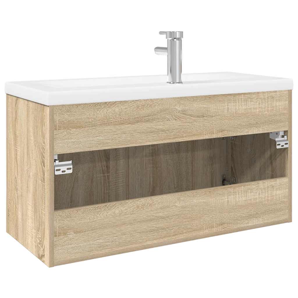 Wastafelkast met ingebouwde wasbak sonoma eikenkleurig is nu te koop bij PeponiXL, paradijselijk wonen!