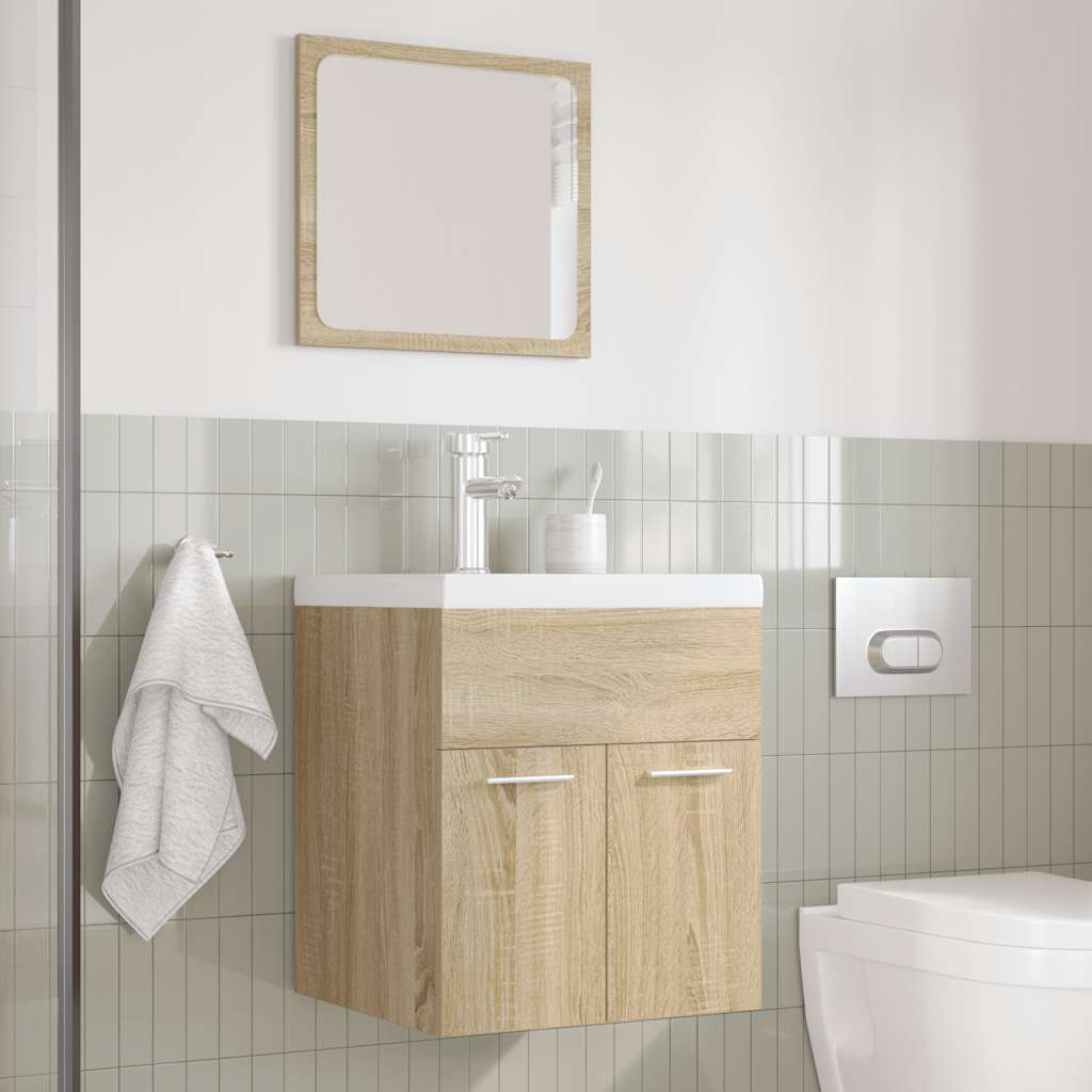 3-delige Badkamermeubelset bewerkt hout sonoma eikenkleurig is nu te koop bij PeponiXL, paradijselijk wonen!