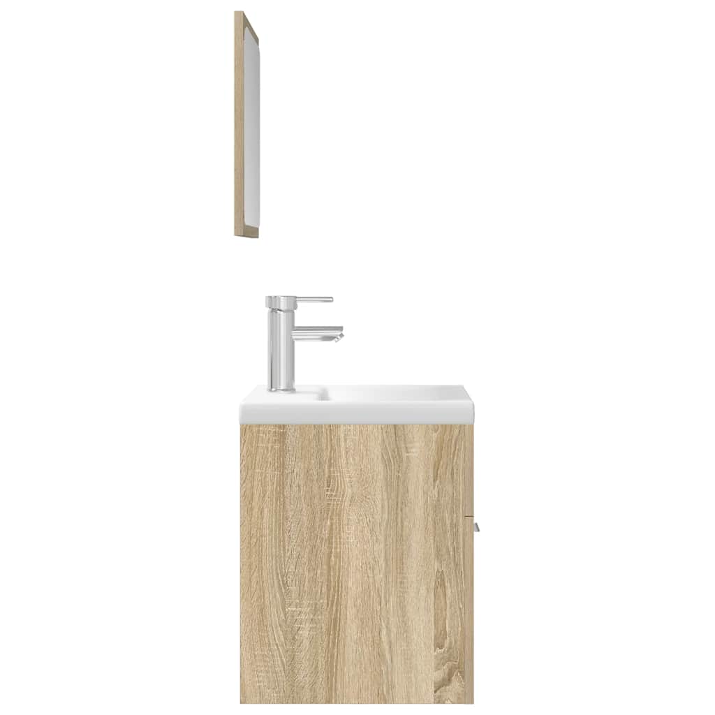 3-delige Badkamermeubelset bewerkt hout sonoma eikenkleurig is nu te koop bij PeponiXL, paradijselijk wonen!