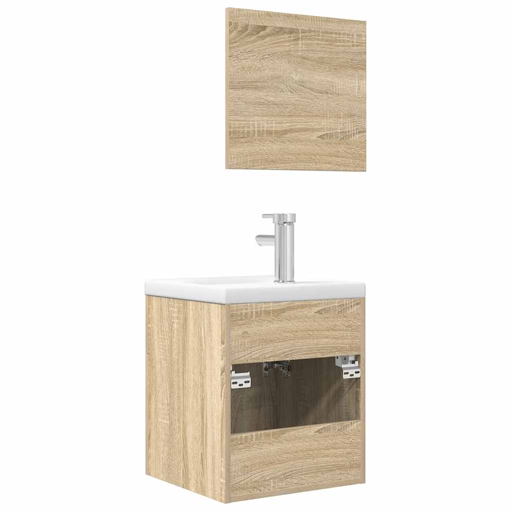 3-delige Badkamermeubelset bewerkt hout sonoma eikenkleurig is nu te koop bij PeponiXL, paradijselijk wonen!