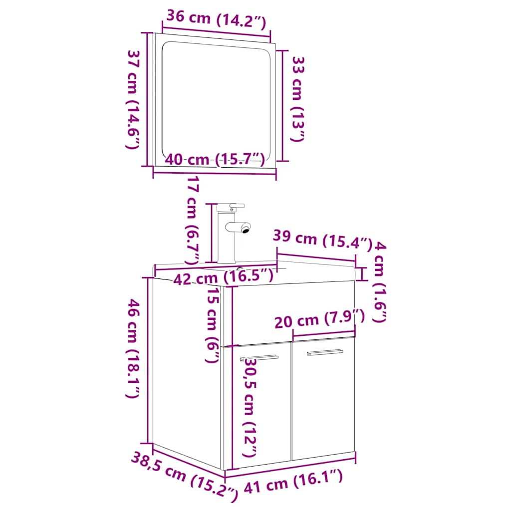 3-delige Badkamermeubelset bewerkt hout sonoma eikenkleurig is nu te koop bij PeponiXL, paradijselijk wonen!