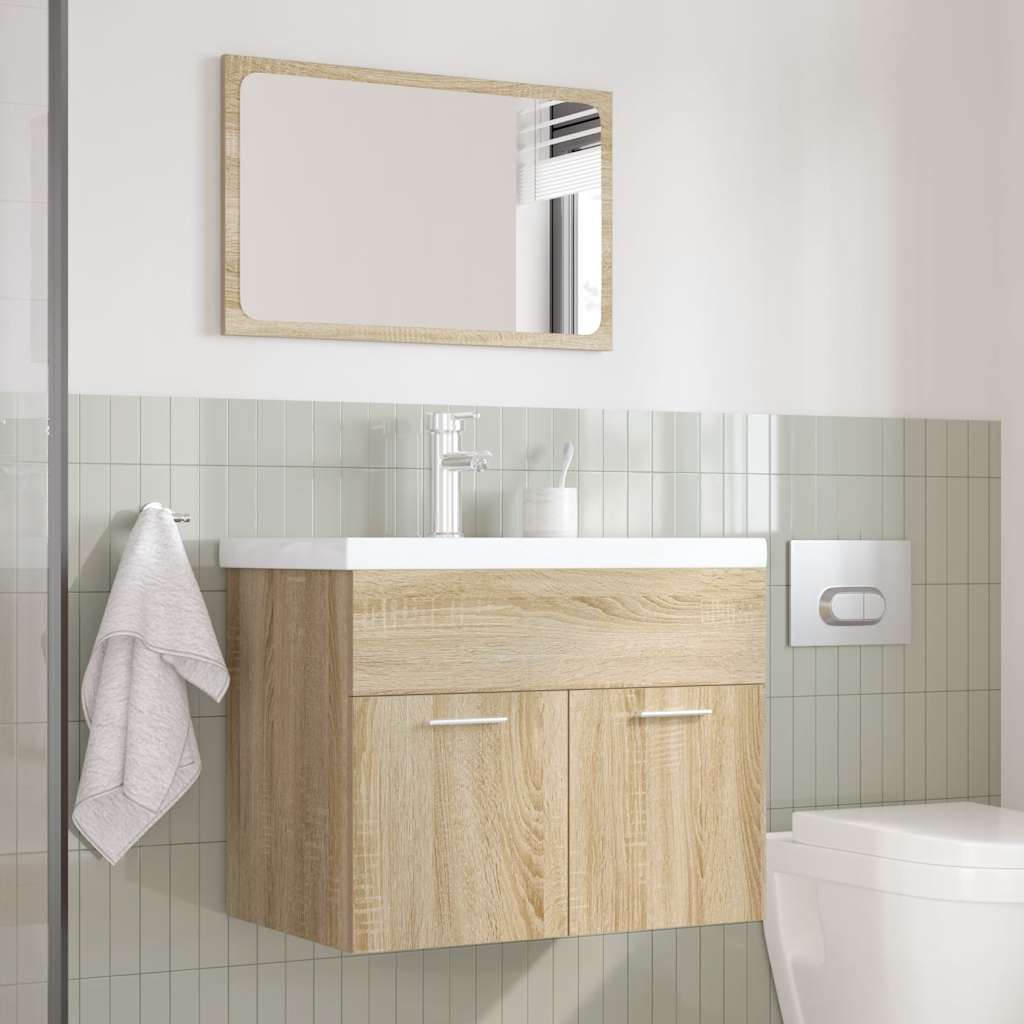 3-delige Badkamermeubelset bewerkt hout sonoma eikenkleurig is nu te koop bij PeponiXL, paradijselijk wonen!