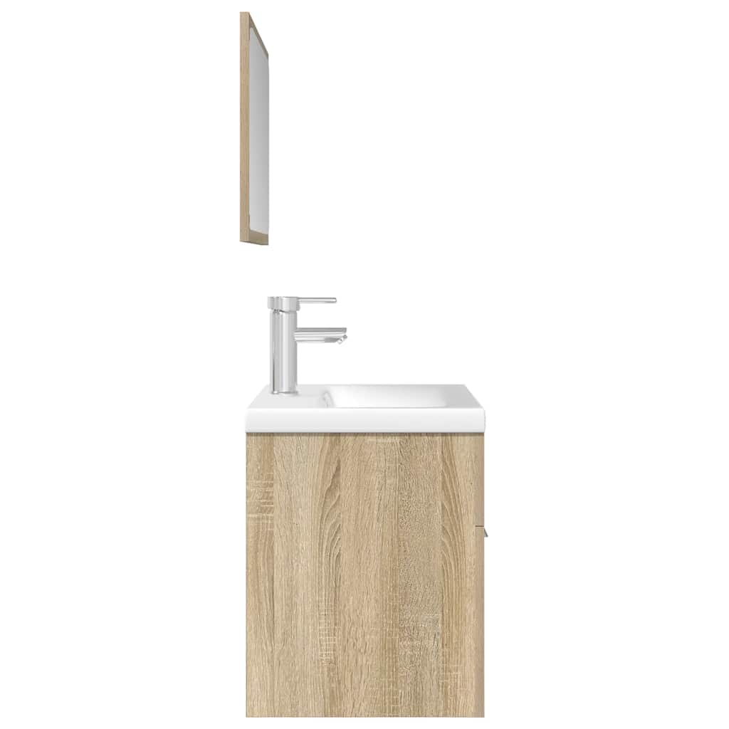 3-delige Badkamermeubelset bewerkt hout sonoma eikenkleurig is nu te koop bij PeponiXL, paradijselijk wonen!