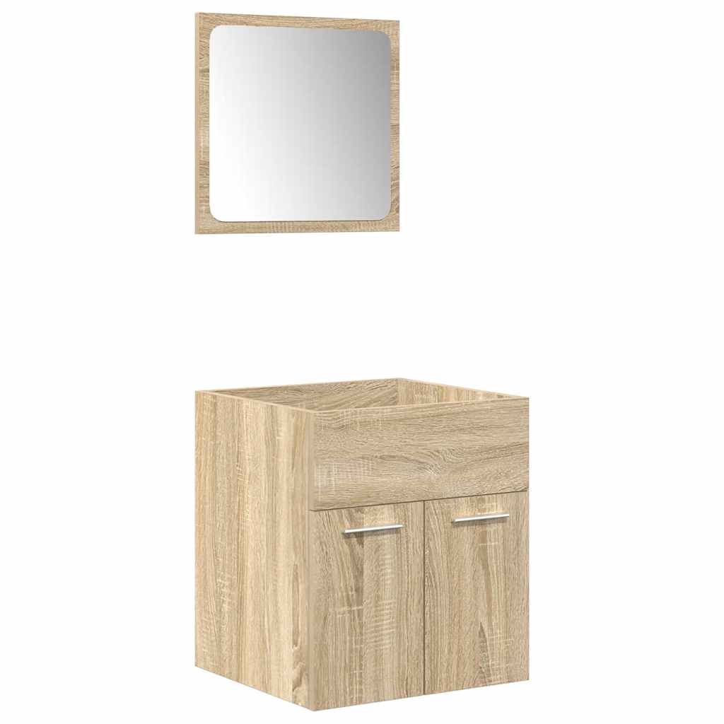 4-delige Badkamermeubelset bewerkt hout sonoma eikenkleurig is nu te koop bij PeponiXL, paradijselijk wonen!
