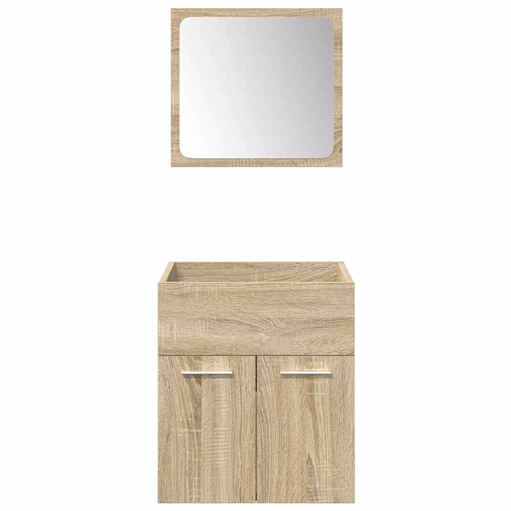 5-delige Badkamermeubelset bewerkt hout sonoma eikenkleurig is nu te koop bij PeponiXL, paradijselijk wonen!