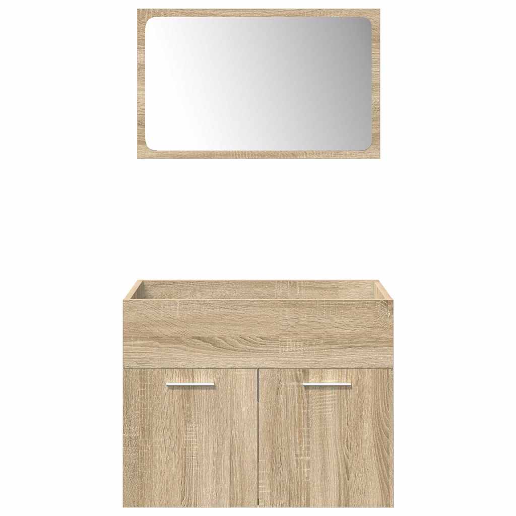 5-delige Badkamermeubelset bewerkt hout sonoma eikenkleurig is nu te koop bij PeponiXL, paradijselijk wonen!