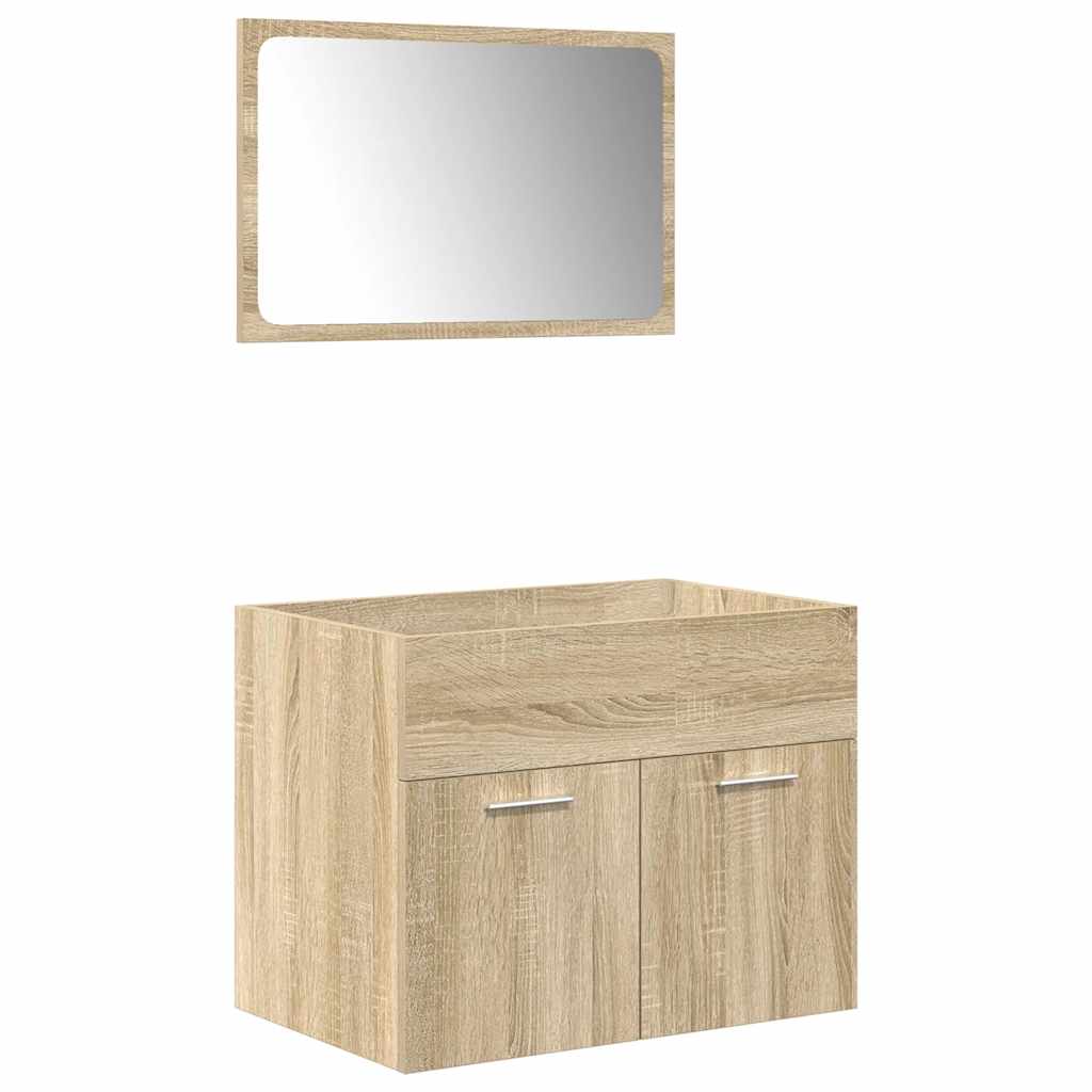 5-delige Badkamermeubelset bewerkt hout sonoma eikenkleurig is nu te koop bij PeponiXL, paradijselijk wonen!