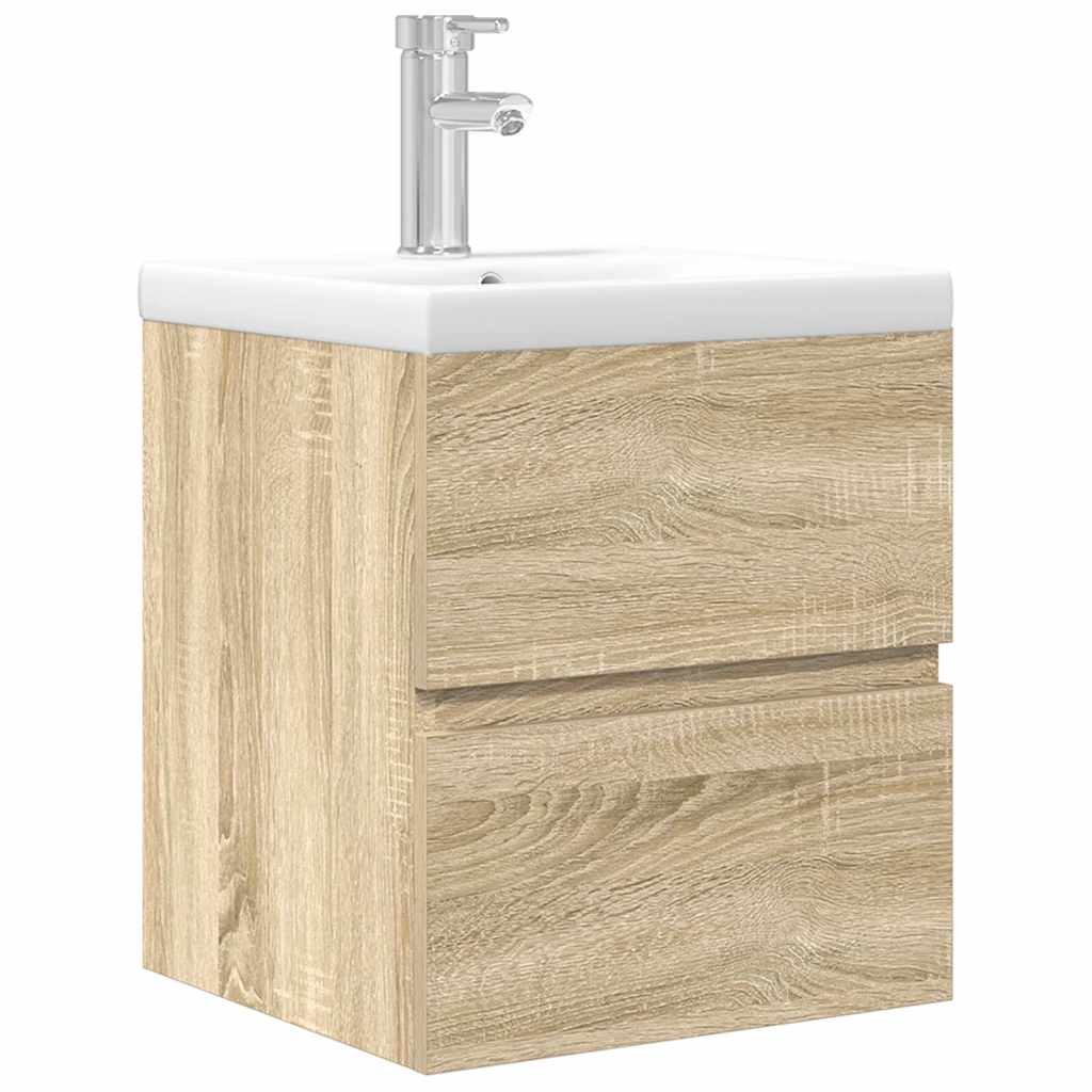 2-delige Badkamermeubelset bewerkt hout sonoma eikenkleurig is nu te koop bij PeponiXL, paradijselijk wonen!