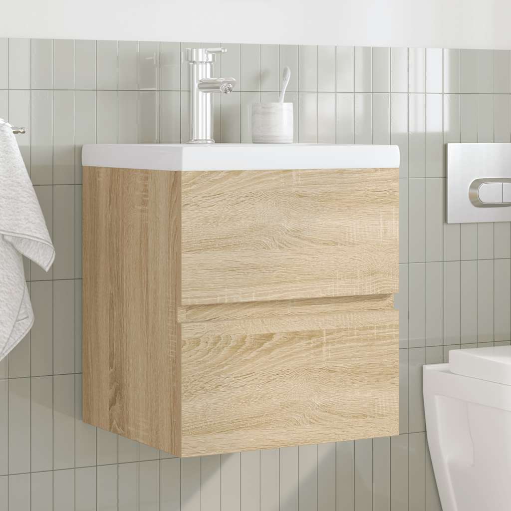 2-delige Badkamermeubelset bewerkt hout sonoma eikenkleurig is nu te koop bij PeponiXL, paradijselijk wonen!