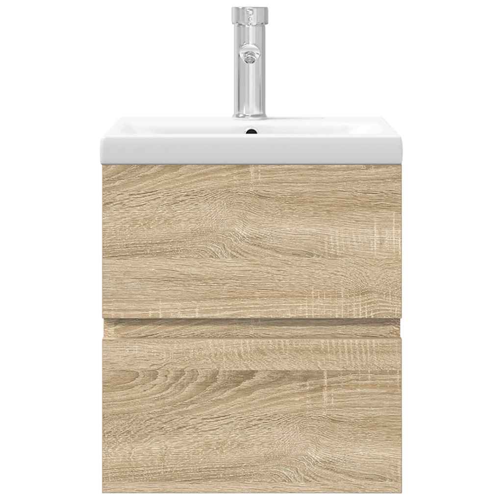 2-delige Badkamermeubelset bewerkt hout sonoma eikenkleurig is nu te koop bij PeponiXL, paradijselijk wonen!