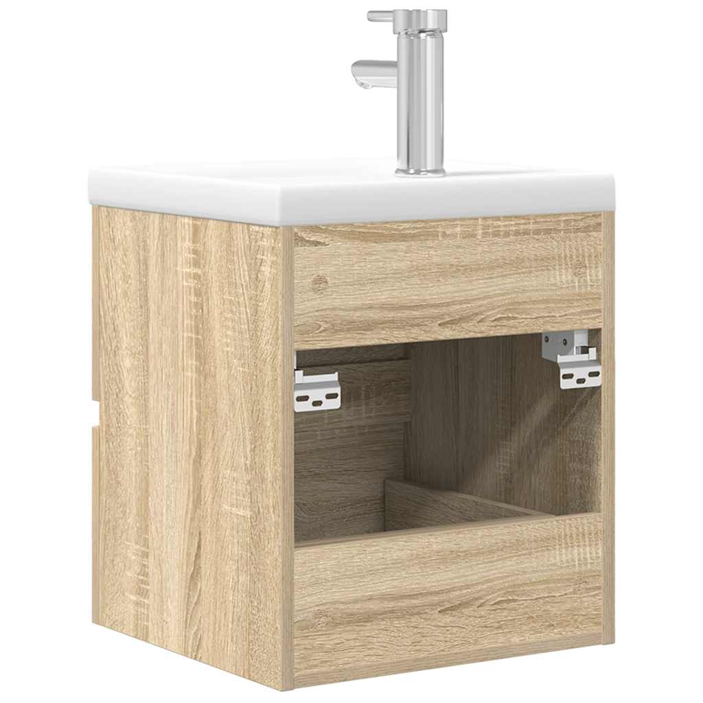 2-delige Badkamermeubelset bewerkt hout sonoma eikenkleurig is nu te koop bij PeponiXL, paradijselijk wonen!