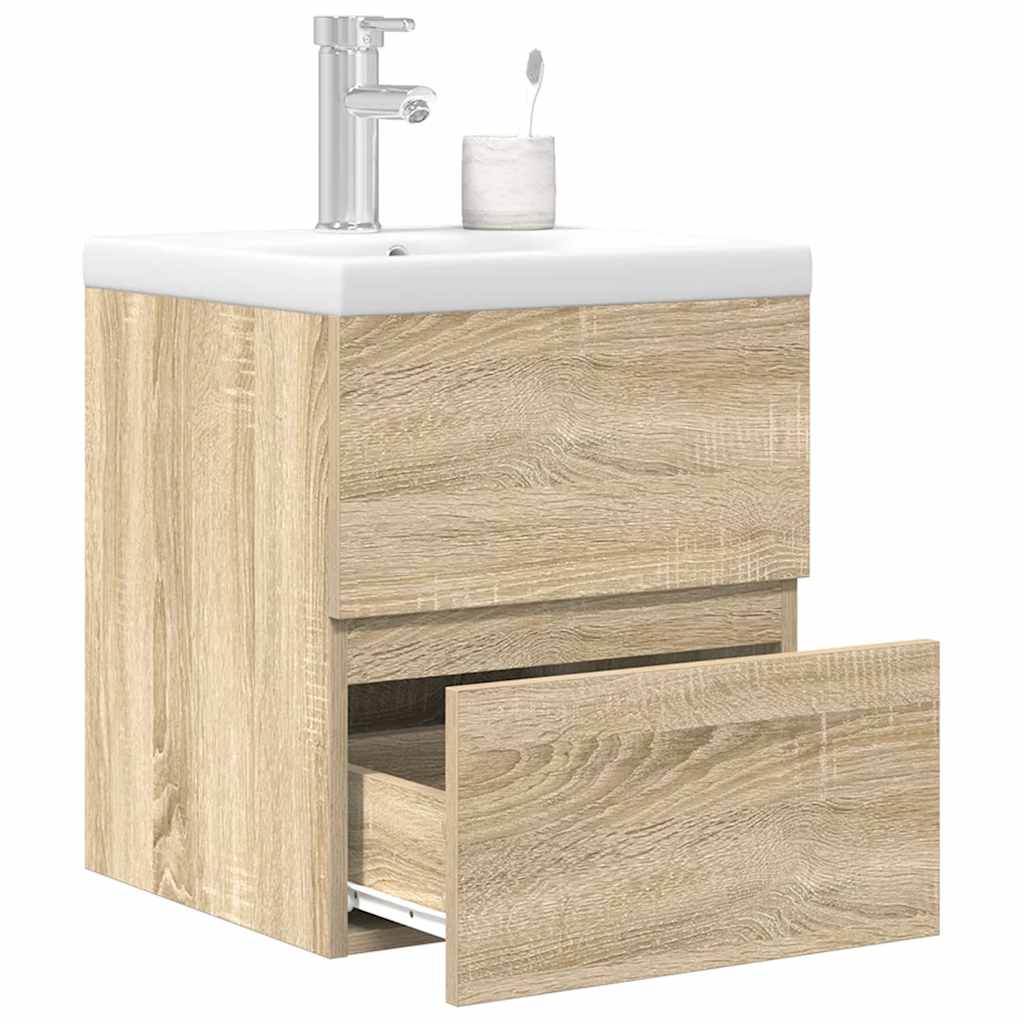 2-delige Badkamermeubelset bewerkt hout sonoma eikenkleurig is nu te koop bij PeponiXL, paradijselijk wonen!