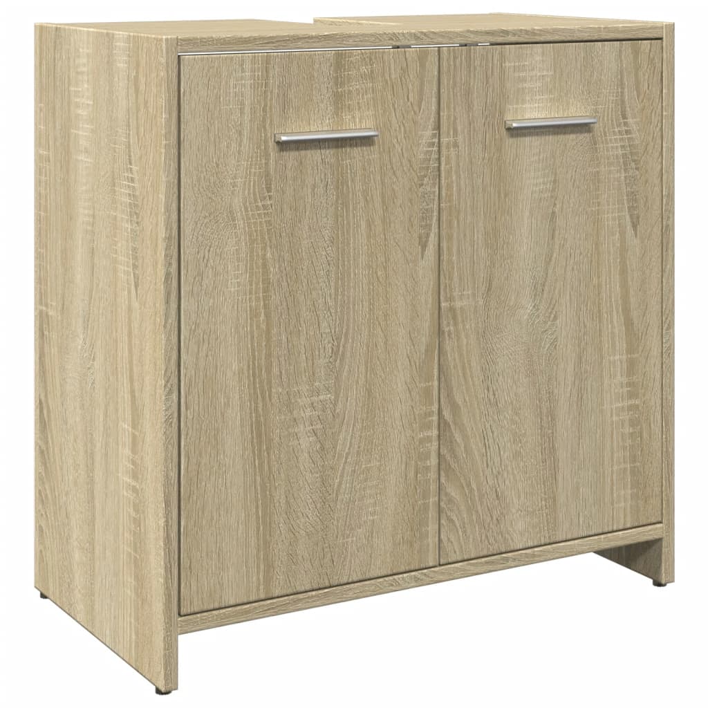 4-delige Badkamermeubelset bewerkt hout sonoma eikenkleurig is nu te koop bij PeponiXL, paradijselijk wonen!