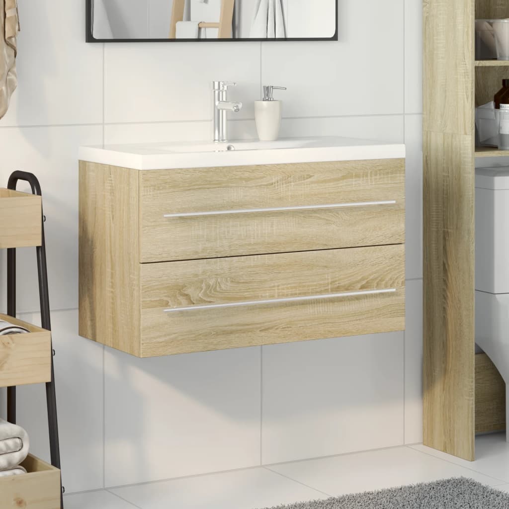 2-delige Badkamermeubelset bewerkt hout sonoma eikenkleurig is nu te koop bij PeponiXL, paradijselijk wonen!
