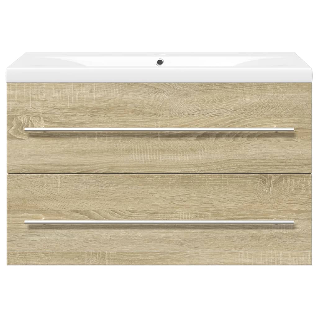 2-delige Badkamermeubelset bewerkt hout sonoma eikenkleurig is nu te koop bij PeponiXL, paradijselijk wonen!