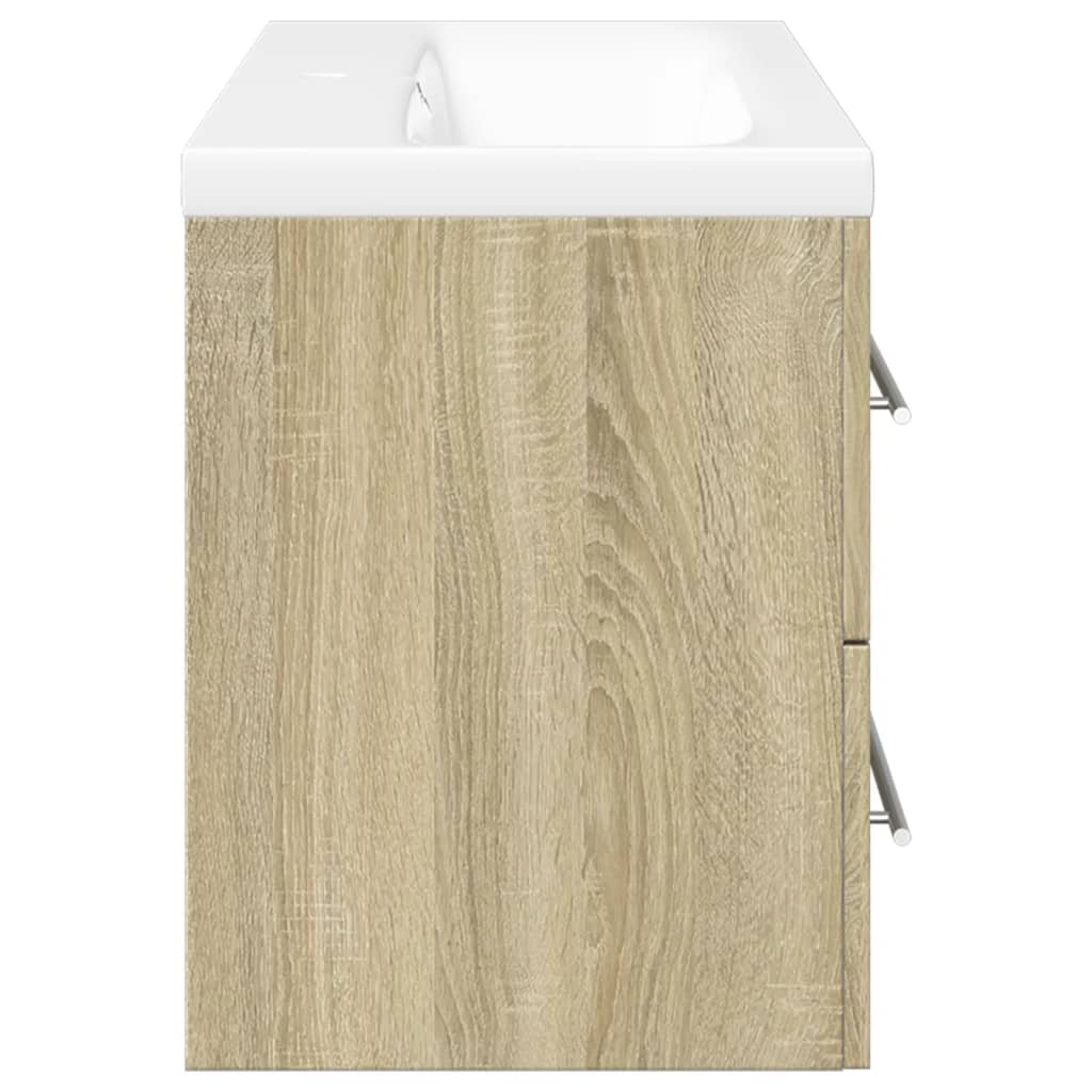 2-delige Badkamermeubelset bewerkt hout sonoma eikenkleurig is nu te koop bij PeponiXL, paradijselijk wonen!