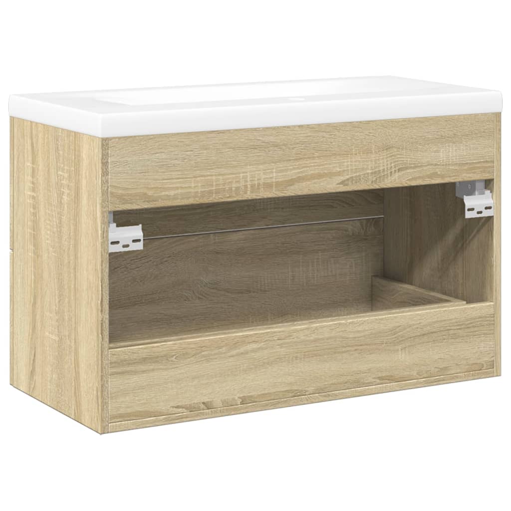 2-delige Badkamermeubelset bewerkt hout sonoma eikenkleurig is nu te koop bij PeponiXL, paradijselijk wonen!