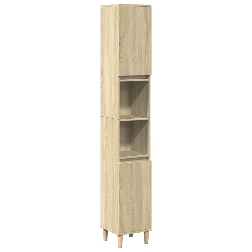 3-delige Badkamermeubelset bewerkt hout sonoma eikenkleurig is nu te koop bij PeponiXL, paradijselijk wonen!