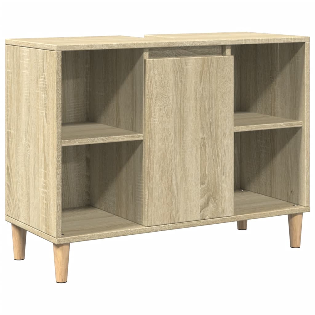 3-delige Badkamermeubelset bewerkt hout sonoma eikenkleurig is nu te koop bij PeponiXL, paradijselijk wonen!