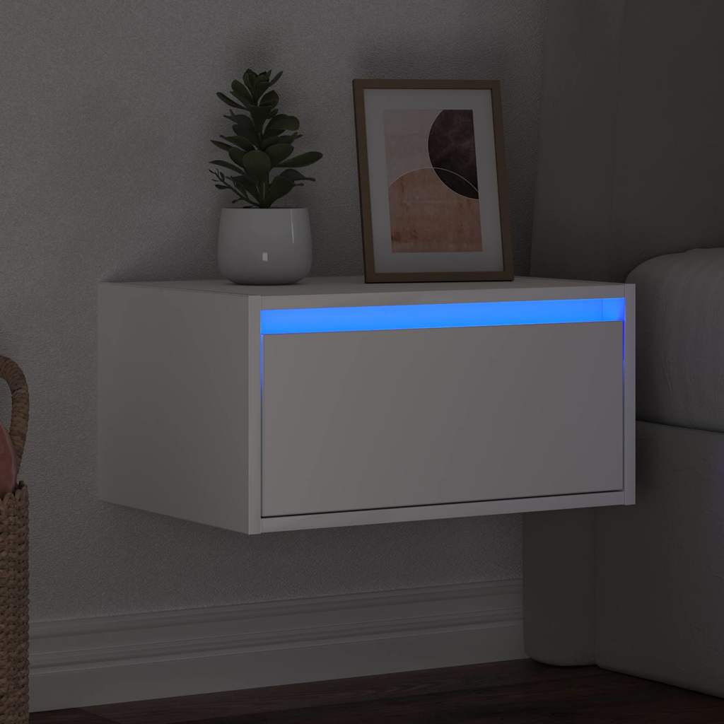 Nachtkastje met LED-verlichting wandgemonteerd wit is nu te koop bij PeponiXL, paradijselijk wonen!