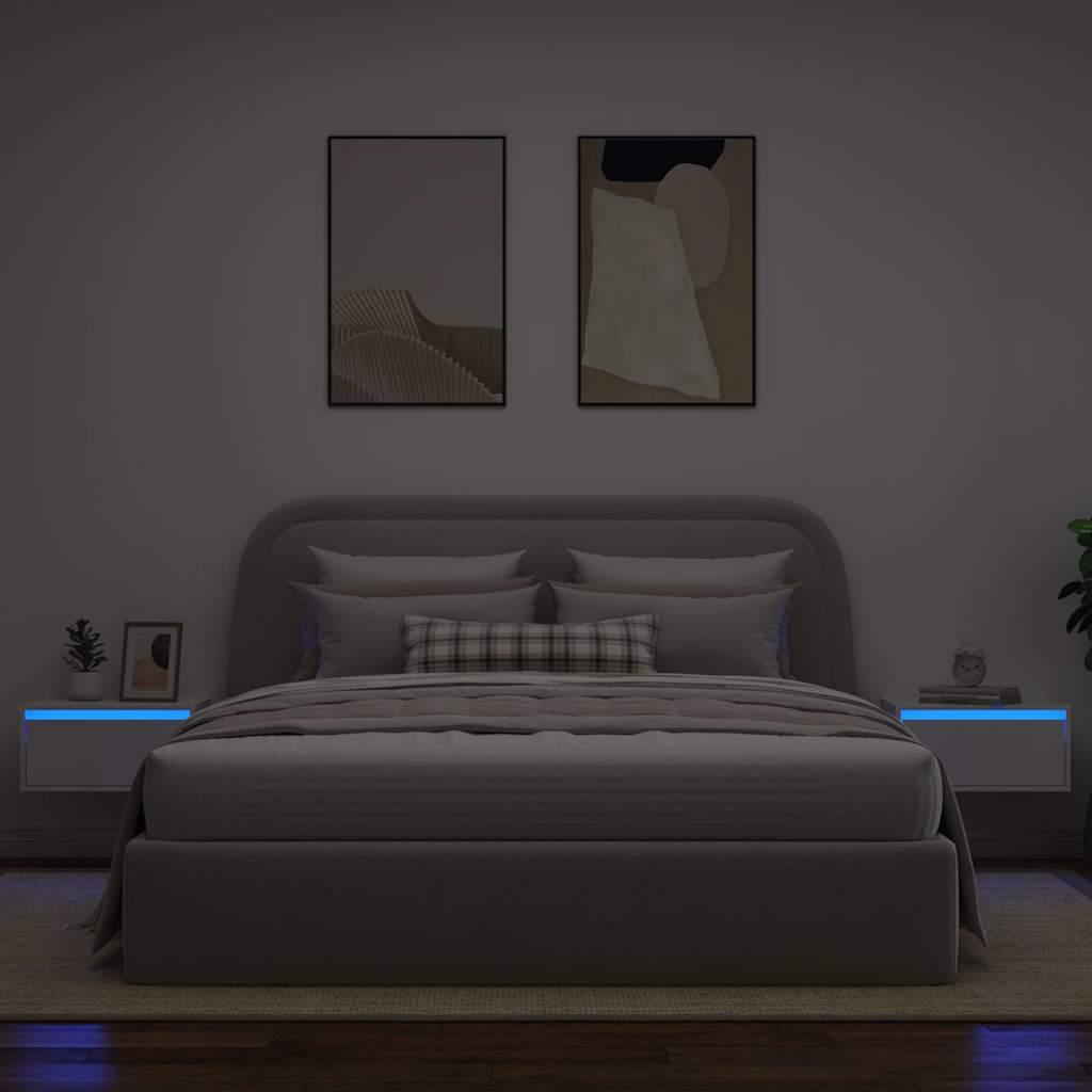 Nachtkastjes met LED's 2 st wandgemonteerd wit is nu te koop bij PeponiXL, paradijselijk wonen!