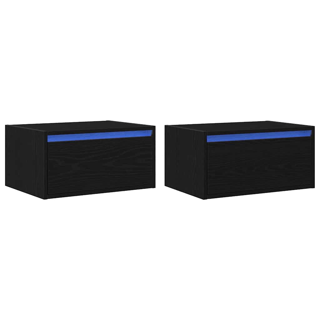 Nachtkastjes met LED's 2 st wandgemonteerd zwart eiken is nu te koop bij PeponiXL, paradijselijk wonen!