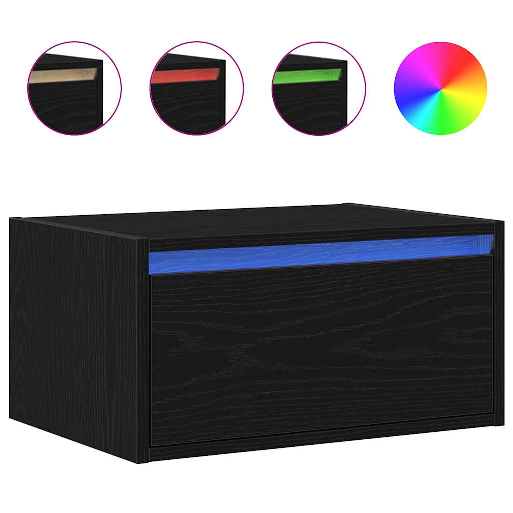 Nachtkastjes met LED's 2 st wandgemonteerd zwart eiken is nu te koop bij PeponiXL, paradijselijk wonen!