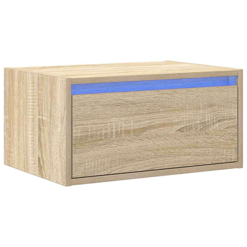 Nachtkastje met LED's wandgemonteerd sonoma eikenkleurig is nu te koop bij PeponiXL, paradijselijk wonen!