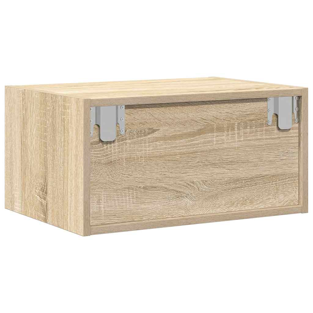 Nachtkastje met LED's wandgemonteerd sonoma eikenkleurig is nu te koop bij PeponiXL, paradijselijk wonen!