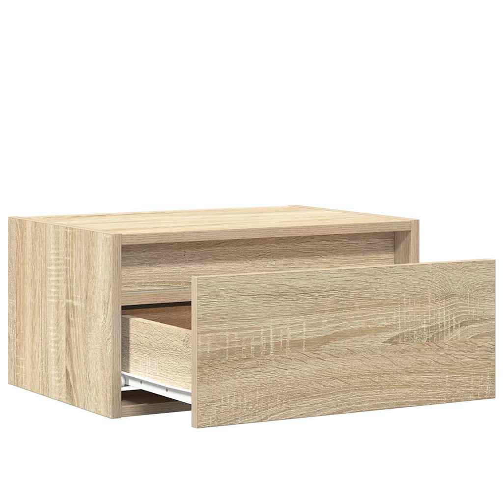 Nachtkastje met LED's wandgemonteerd sonoma eikenkleurig is nu te koop bij PeponiXL, paradijselijk wonen!
