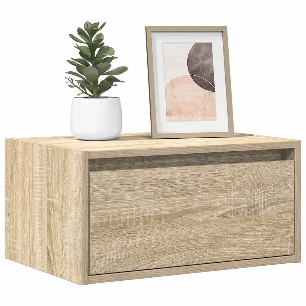 Nachtkastje met LED's wandgemonteerd sonoma eikenkleurig is nu te koop bij PeponiXL, paradijselijk wonen!