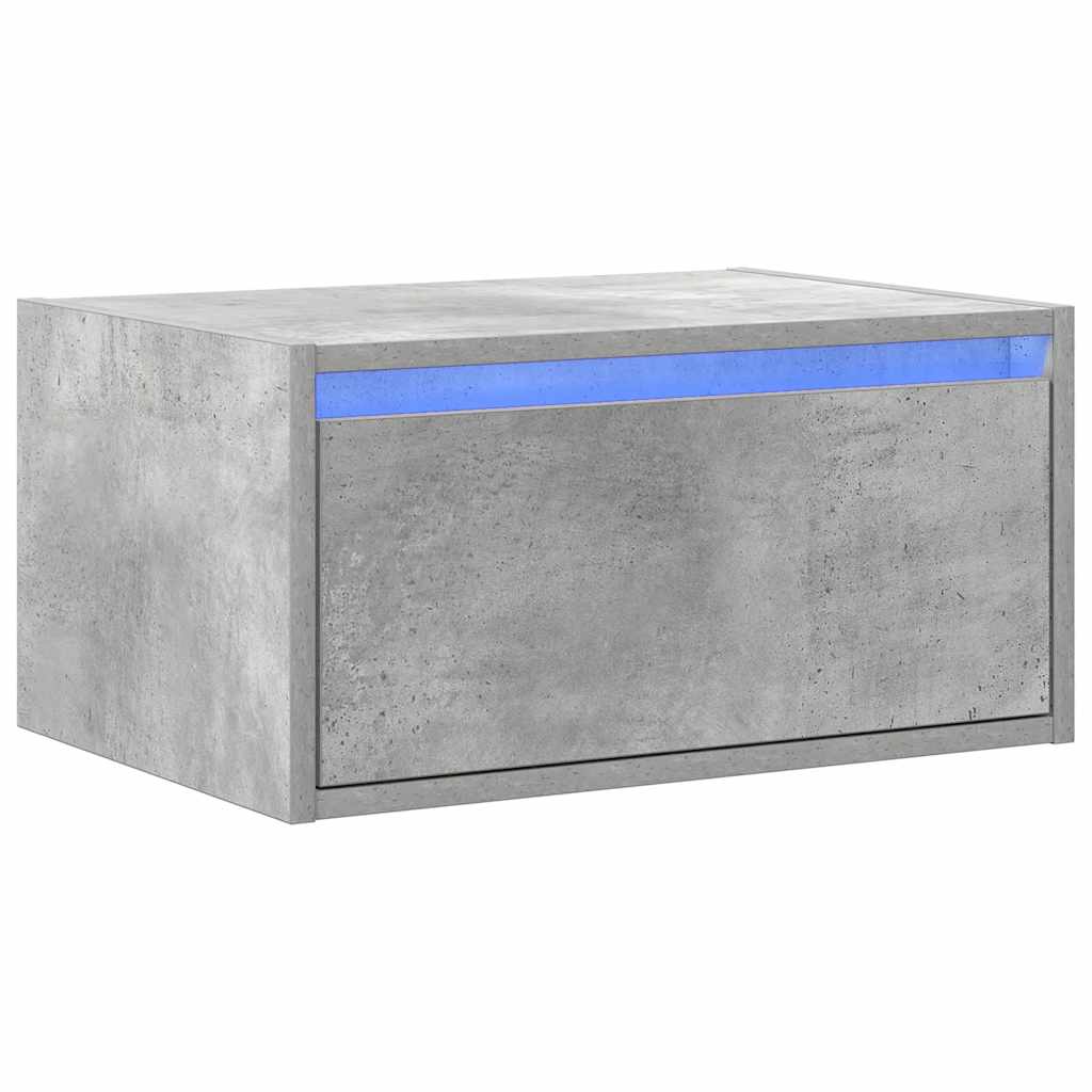 Nachtkastje met LED's wandgemonteerd betongrijs is nu te koop bij PeponiXL, paradijselijk wonen!