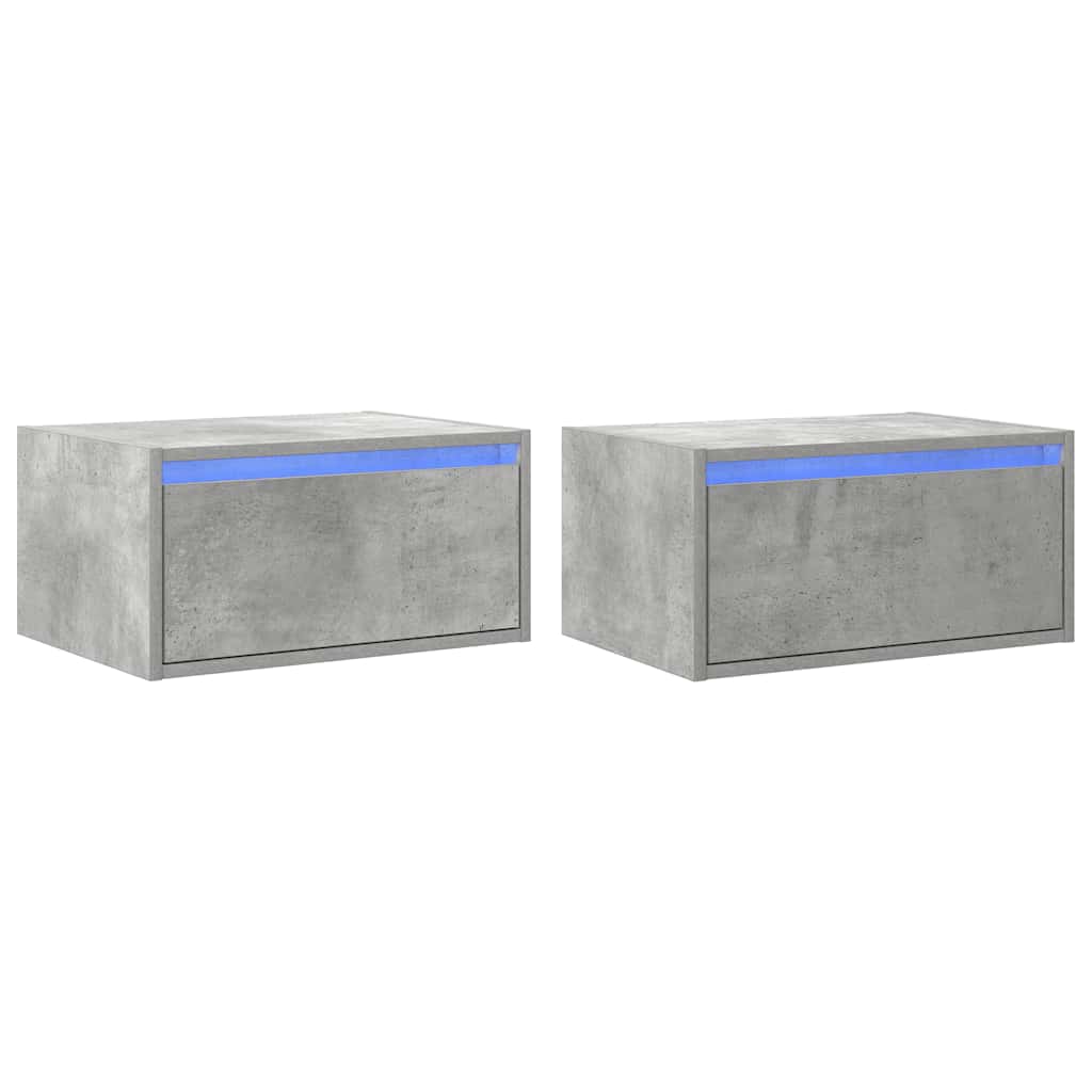 Nachtkastjes met LED's 2 st wandgemonteerd betongrijs is nu te koop bij PeponiXL, paradijselijk wonen!