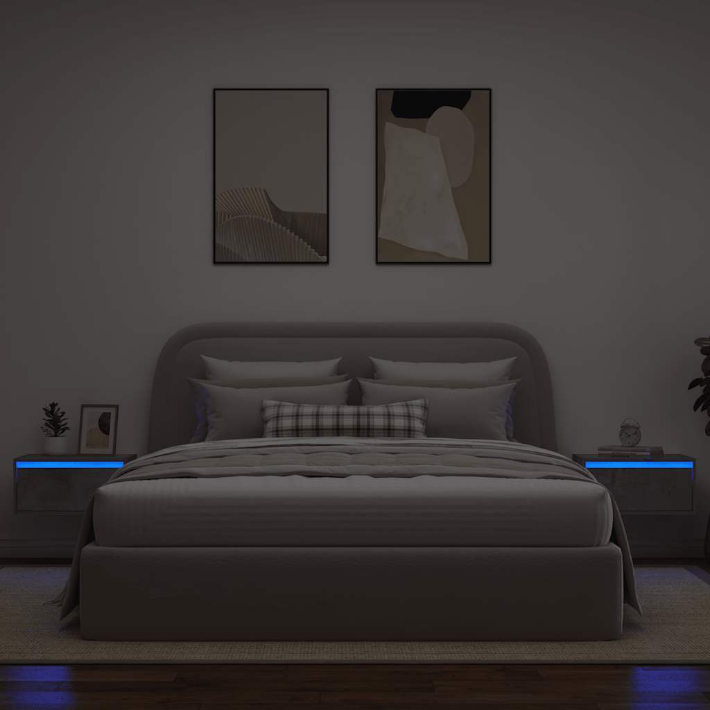 Nachtkastjes met LED's 2 st wandgemonteerd betongrijs is nu te koop bij PeponiXL, paradijselijk wonen!
