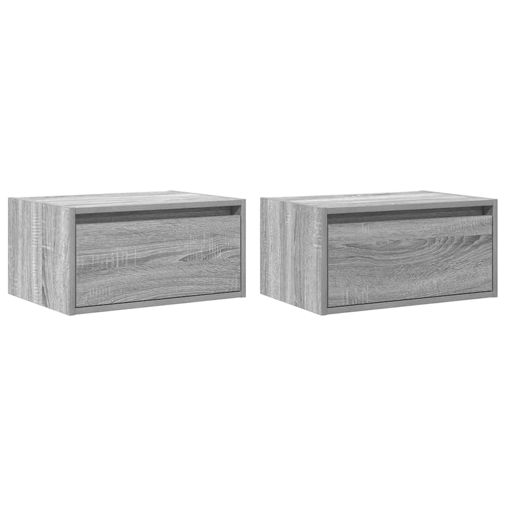 Nachtkastjes met LED's 2 st wandgemonteerd grijs sonoma eiken is nu te koop bij PeponiXL, paradijselijk wonen!