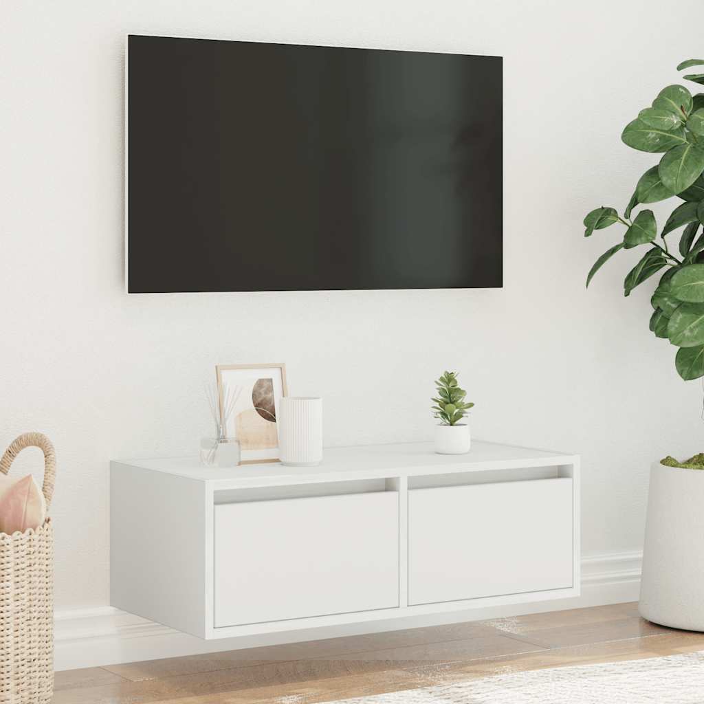 Tv-meubel met LED-verlichting 75x35,5x25 cm wit is nu te koop bij PeponiXL, paradijselijk wonen!