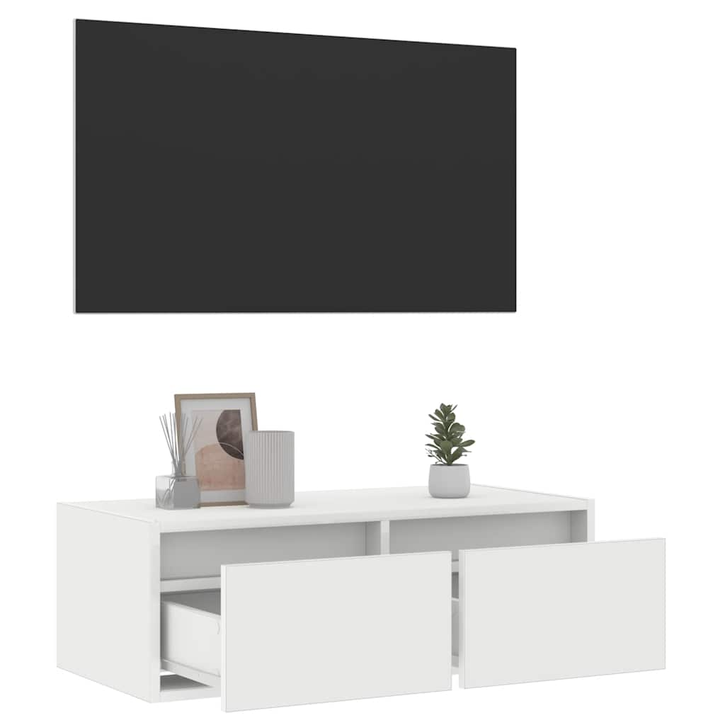 Tv-meubel met LED-verlichting 75x35,5x25 cm wit is nu te koop bij PeponiXL, paradijselijk wonen!