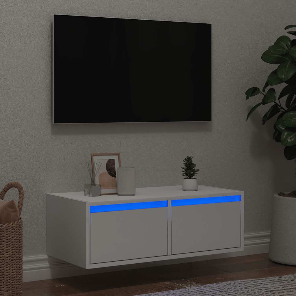 Tv-meubel met LED-verlichting 75x35,5x25 cm wit is nu te koop bij PeponiXL, paradijselijk wonen!