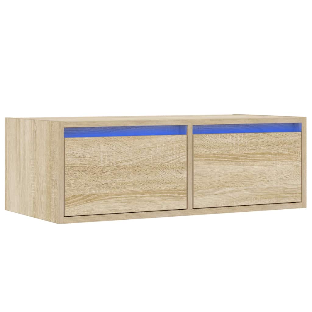 Tv-meubel met LED-verlichting 75x35,5x25 cm sonoma eikenkleurig is nu te koop bij PeponiXL, paradijselijk wonen!