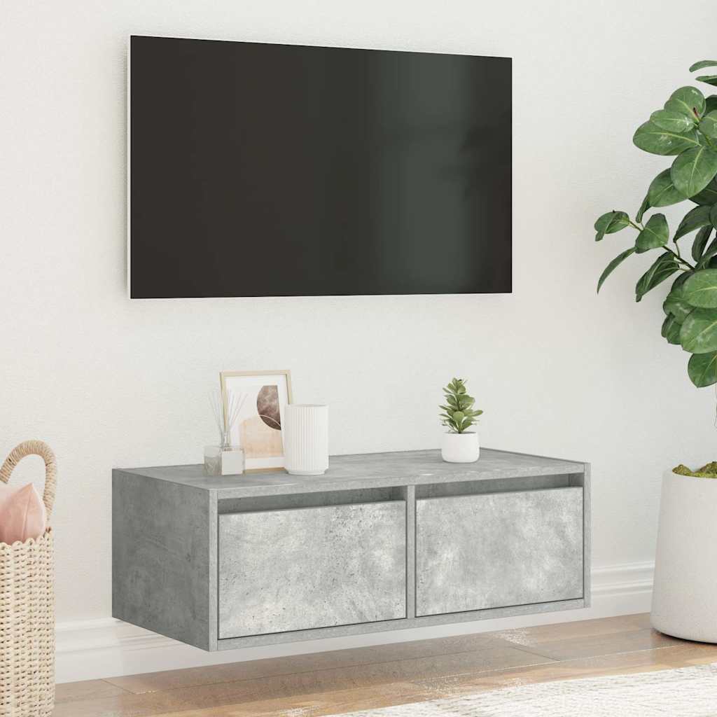 Tv-meubel met LED-verlichting 75x35,5x25 cm betongrijs is nu te koop bij PeponiXL, paradijselijk wonen!
