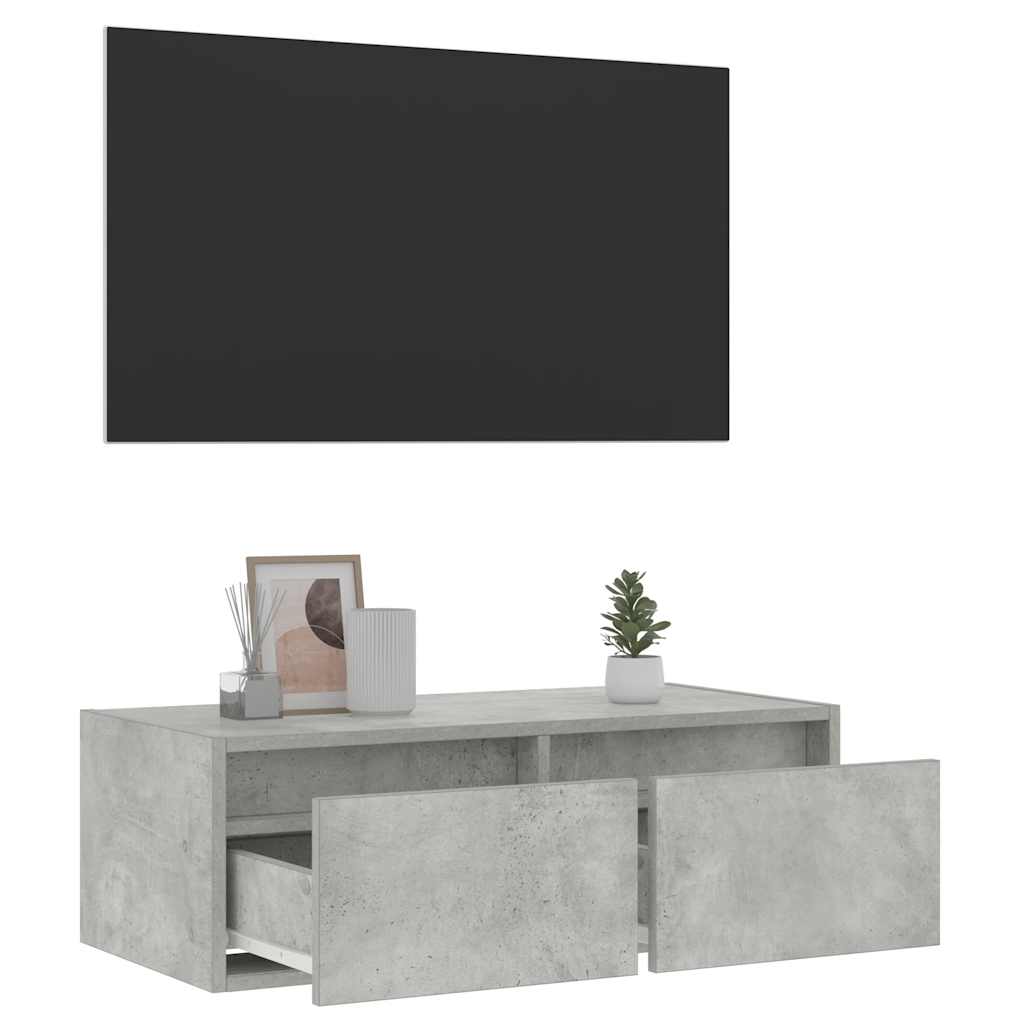 Tv-meubel met LED-verlichting 75x35,5x25 cm betongrijs is nu te koop bij PeponiXL, paradijselijk wonen!