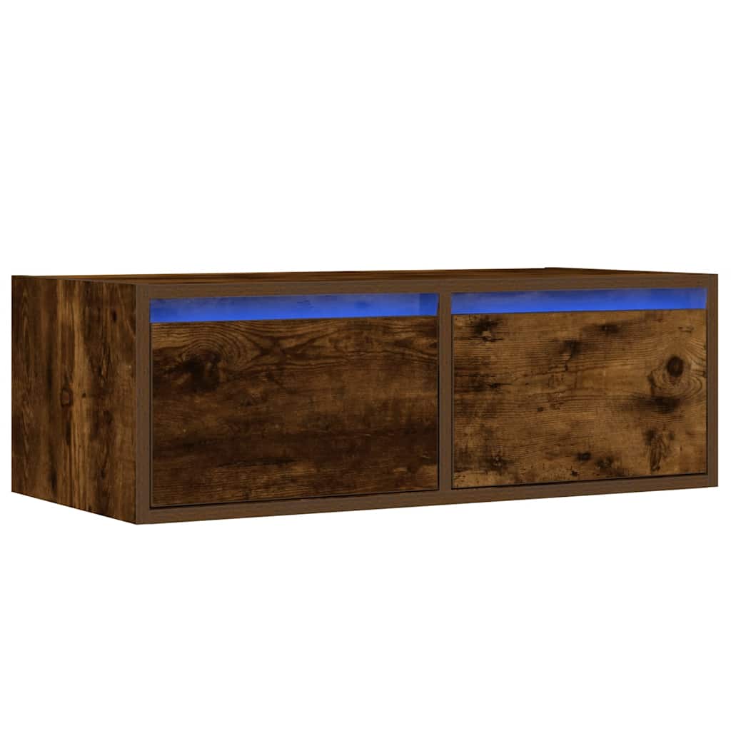 Tv-meubel LED-verlichting 75x35,5x25 cm gerookt eikenkleurig is nu te koop bij PeponiXL, paradijselijk wonen!