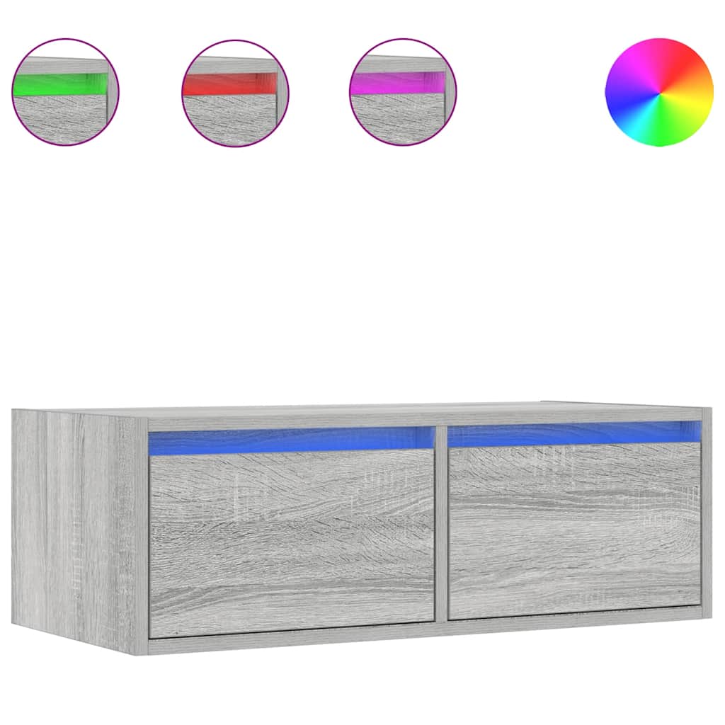 Tv-meubel met LED-verlichting 75x35,5x25 cm grijs sonoma eiken is nu te koop bij PeponiXL, paradijselijk wonen!