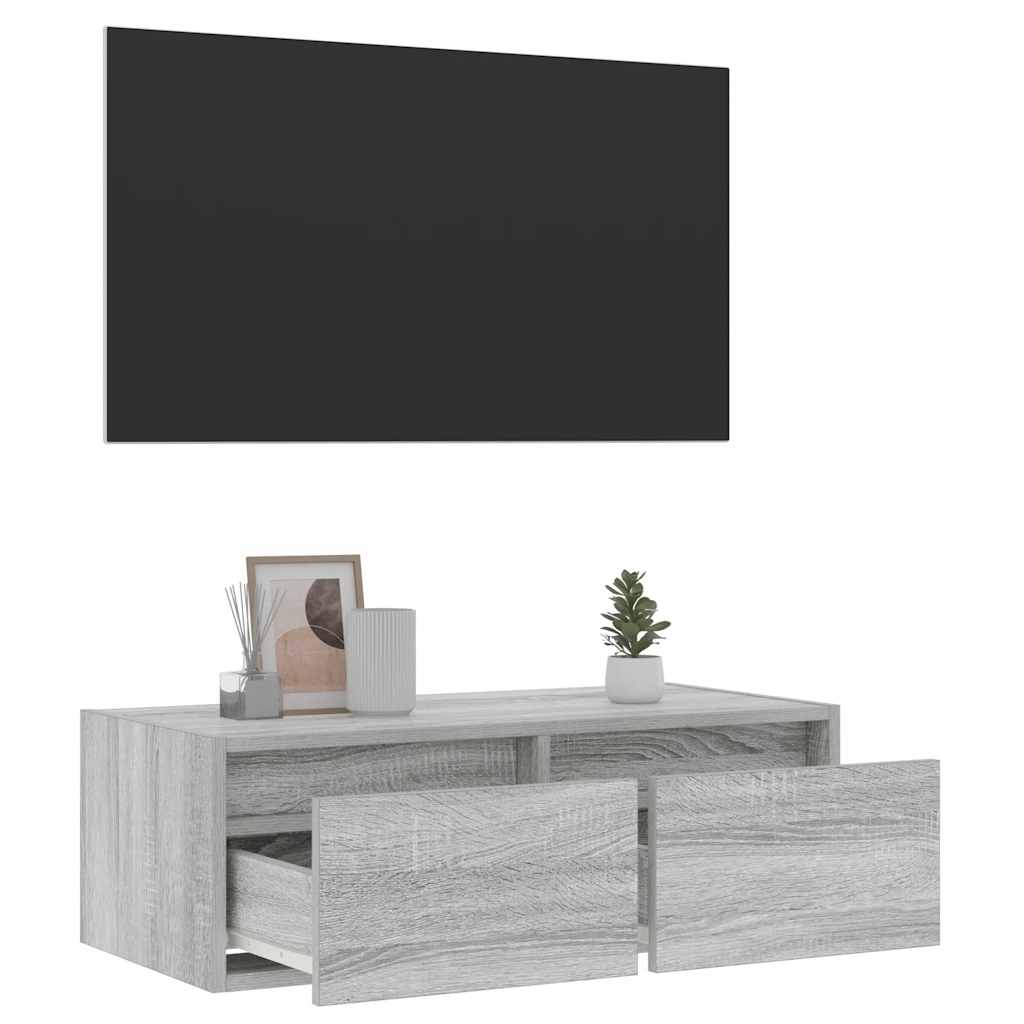 Tv-meubel met LED-verlichting 75x35,5x25 cm grijs sonoma eiken is nu te koop bij PeponiXL, paradijselijk wonen!