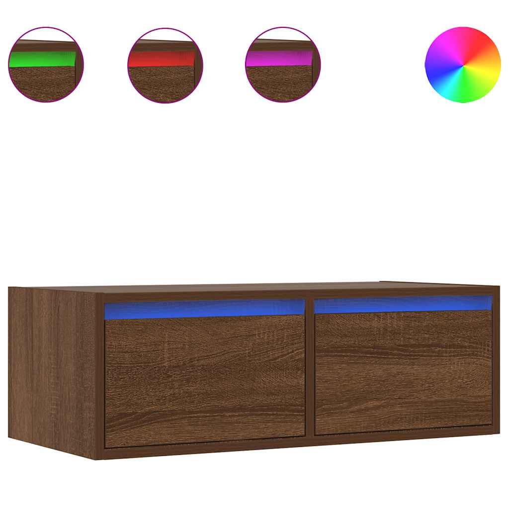 Tv-meubel met LED-verlichting 75x35,5x25 cm bruin eikenkleur is nu te koop bij PeponiXL, paradijselijk wonen!